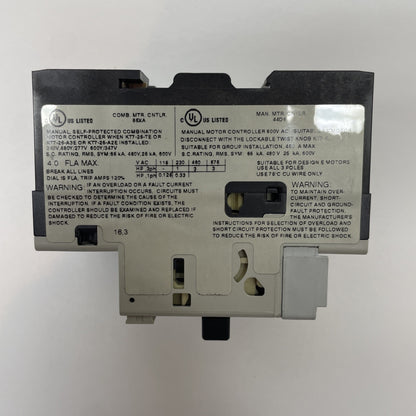 Sprecher+Schuh KTA7-25S-4.0A Motor Switch Control, 115-575VAC  2.5-4.0Amp