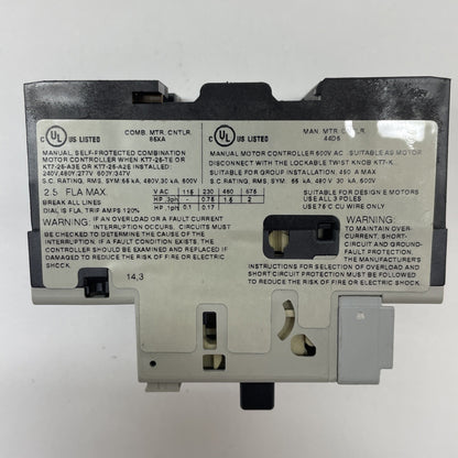 Sprecher + Schuh KTA7-25S-2.5A 3-Pole Manual Motor Starter 1.6-2.5A KTA7-25S