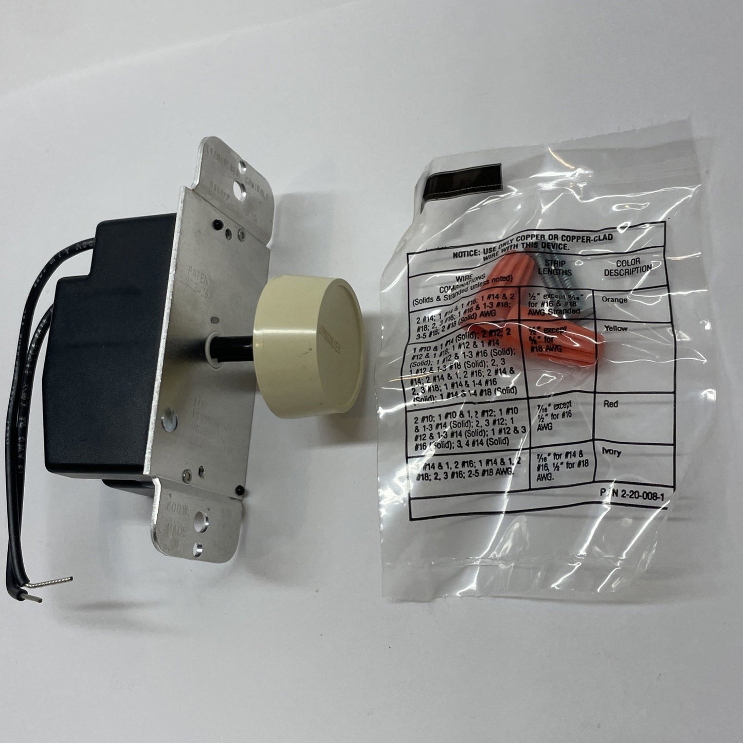 Lightolier D600-PP Push Dimmer Switch 600W 120V Ivory Single Pole Incandescent