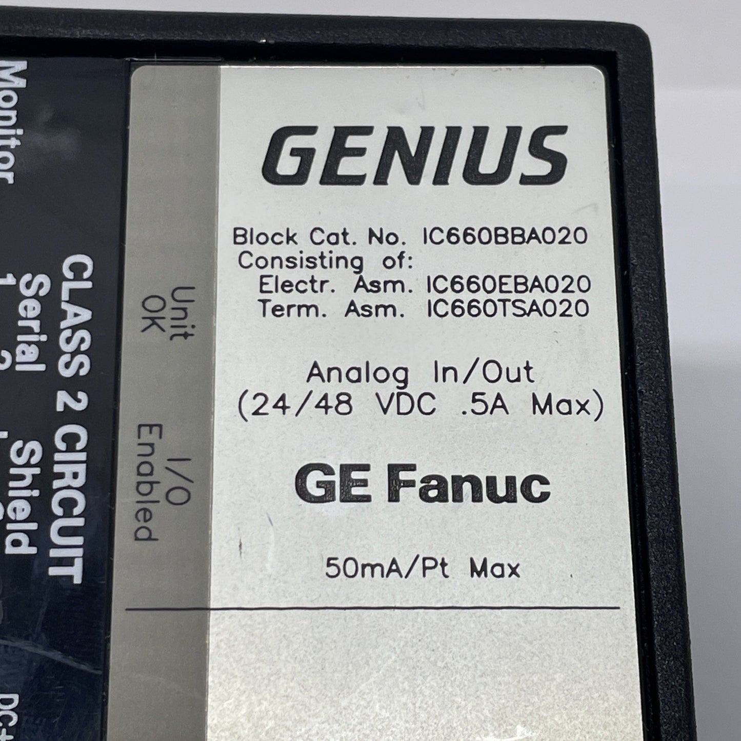 GE Fanuc IC660BBA020 Genius Analog In/Out Module