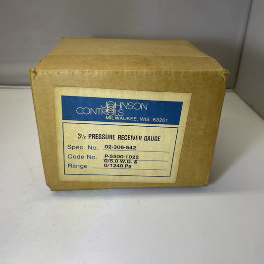 Johnson Controls P-5500-1022 3-1/2" Pressure Receiver Indicator 0-5.0 WG 1240 Pa