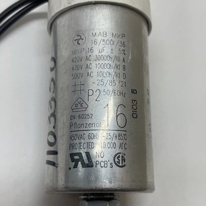Pflanzenol Schutzart Capacitor 16UF 420V 5% MAB-MKP-16/500I