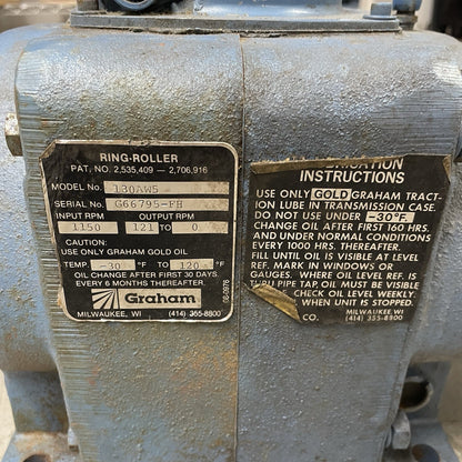 Graham 130AW5 Ring-Roller Traction Drive Adjustable Speed Reducer