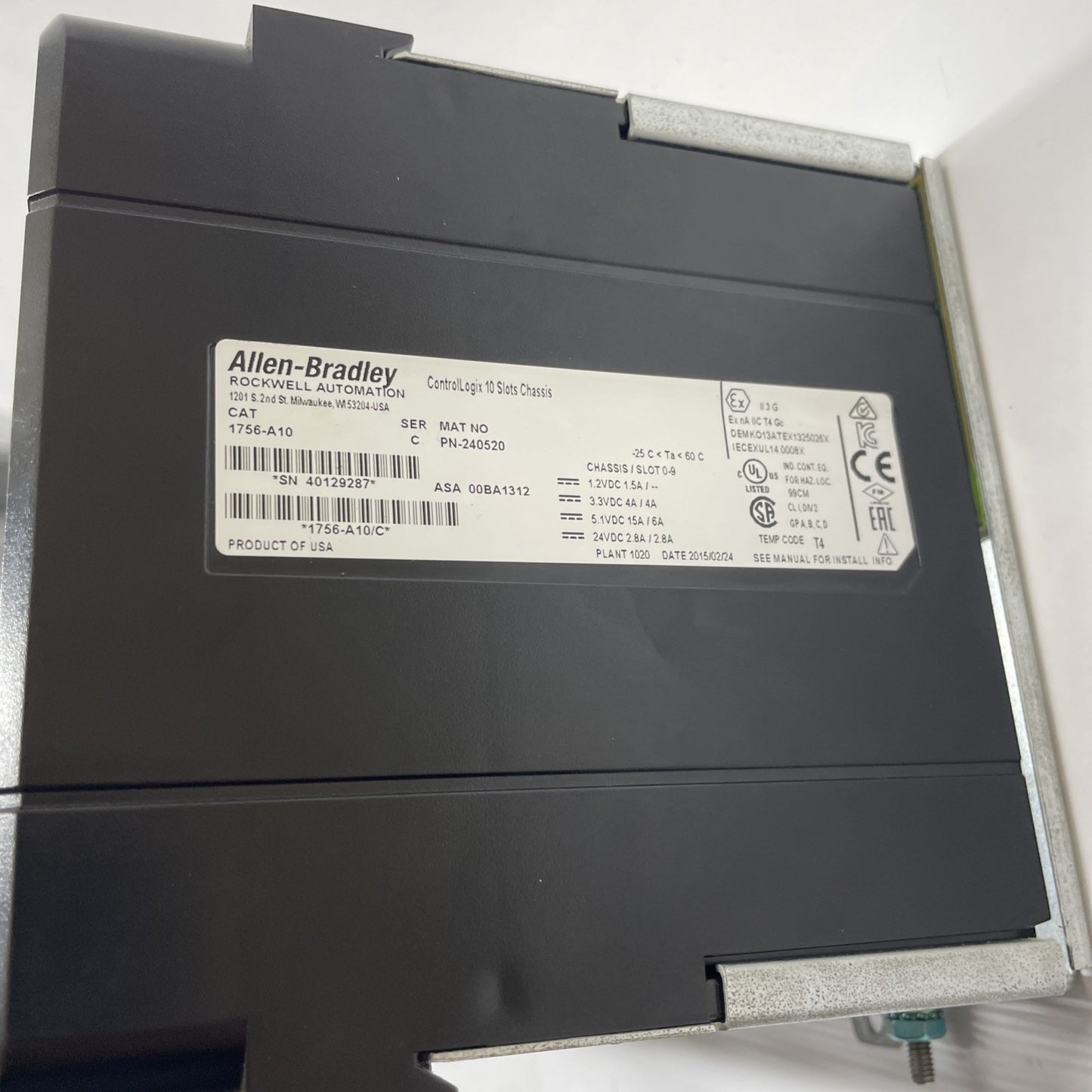 Allen-Bradley 1756-A10 Ser C 10-Slot ControlLogix Chassis Rack PLC