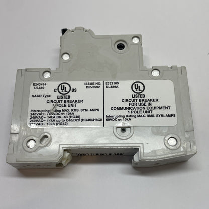 SIEMENS 5SJ41 Miniature Circuit Breaker 1-Pole 2A Overcurrent Protection