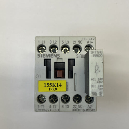 Siemens 3RT1016-1BB42 Power Contactor w/ 3RT1916-1BB00 Surge Suppressor