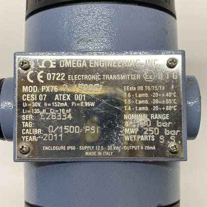 OMEGA PX76 2-1500GI Pressure Transmitter 0-1500 psi 4-20 mA  PX762-1500GI
