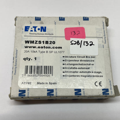 Eaton WMZS1B20 1-Pole 20A 10kA Type B Supplementary Protector UL1077