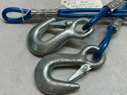 TRAILER SAFETY CABLE WITH WINCH HOOKS 3000 LBS 3/16 IN X 4 FT / NEW