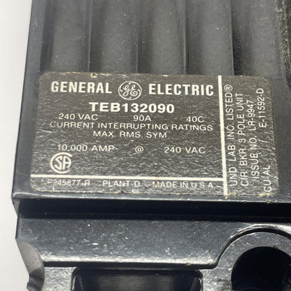 General Electric TEB132090 3-POLE 90A 240V Molded Case Circuit Breaker