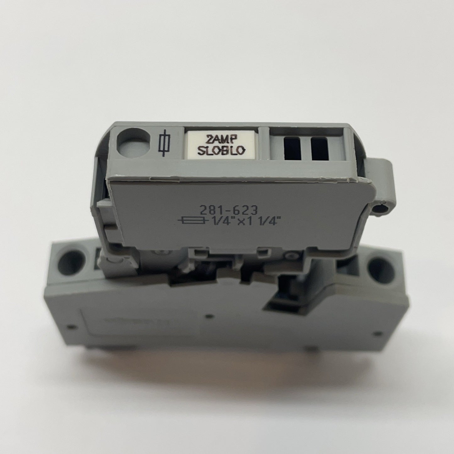 WAGO 281-623 2-Conductor Fuse Terminal Block, DIN Rail, ¼″ x 1¼″ Fuse, 800v 4mm