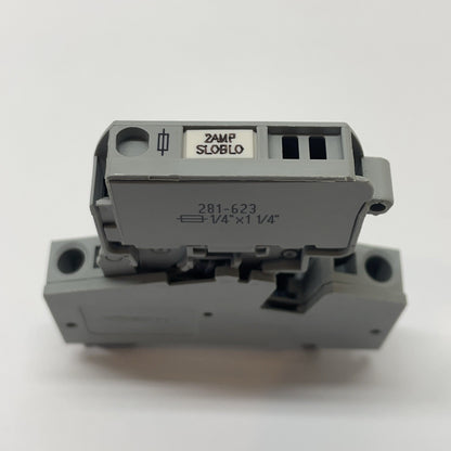 WAGO 281-623 2-Conductor Fuse Terminal Block, DIN Rail, ¼″ x 1¼″ Fuse, 800v 4mm