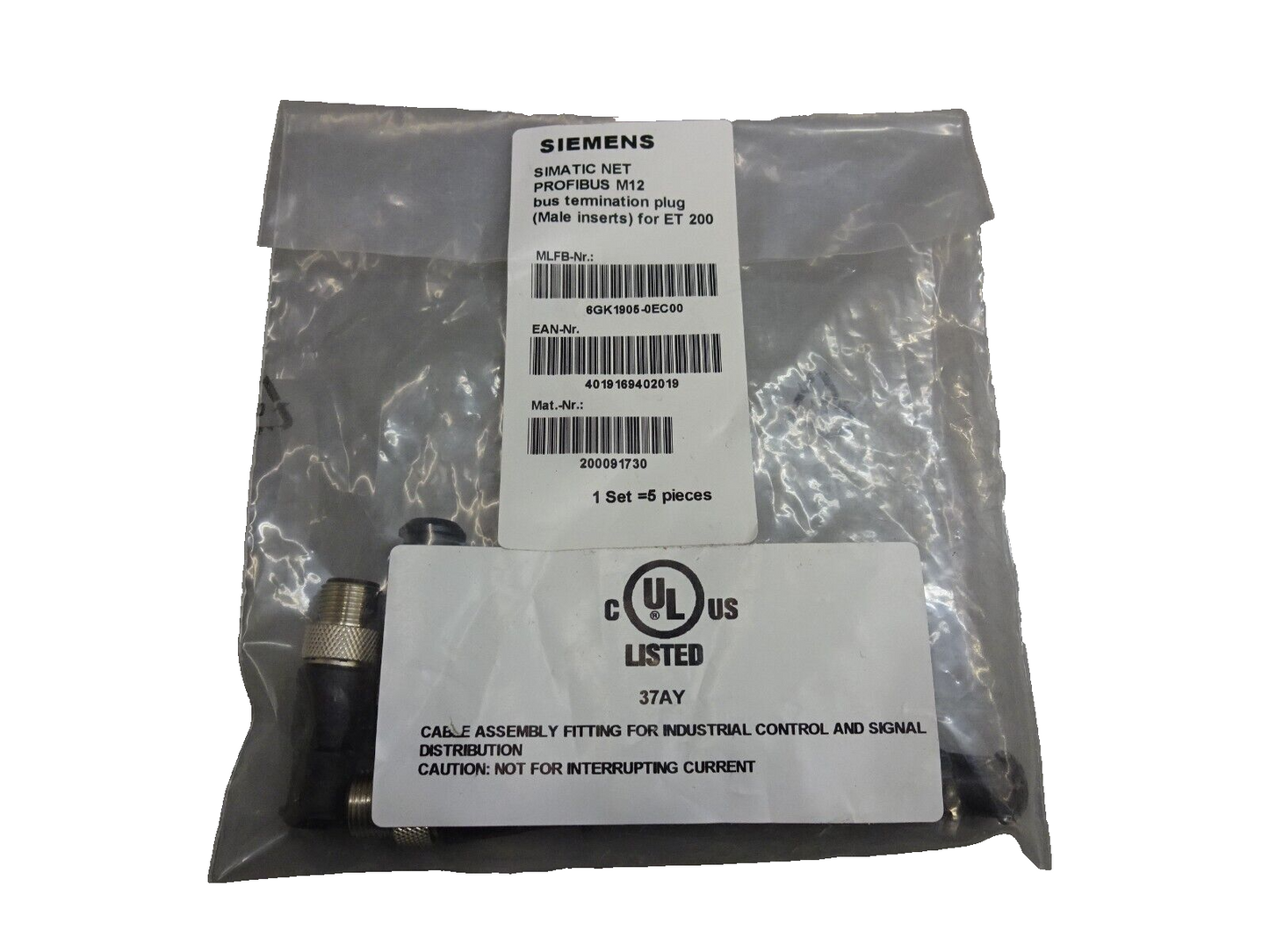 NEW 5 PCS SIEMENS 6GK1905-0EC00 SIMATIC  PROFIBUS M12 BUS TERMINATION MALE PLUG