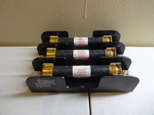 GOULD SHAWMUT 60303 FUSE HOLDER 30A WITH 3 FUSETRON FRS-R-10 / 600V FUSES