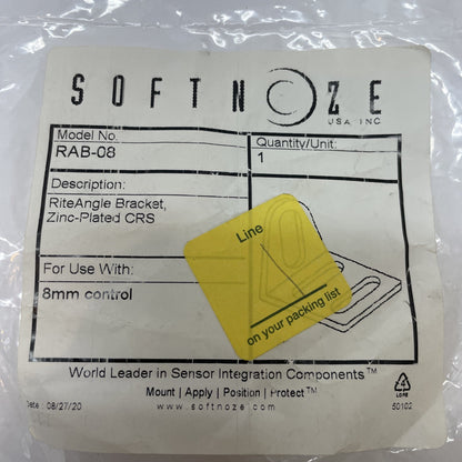 SOFTNOZE RAB-08 Right Angle Bracket 1.25″ × 1.25" × 1″ Zinc-Plated Sensor Mount
