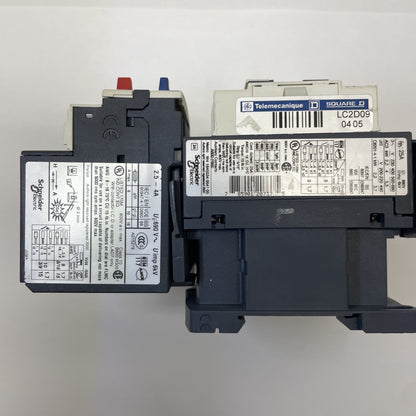 Telemecanique LC2D09 Reversing Contactor w/ LRD08 Overload Relay 2.5–4A