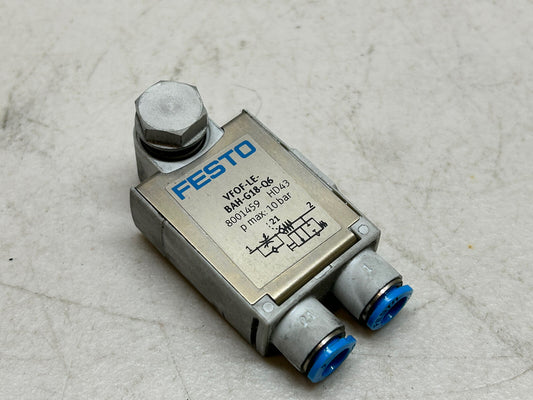 FESTO VFOF-LE-BAH-G18-Q6 / 8001459 ONE WAY THROTTLE VALVE HD43 P MAX 10 BAR