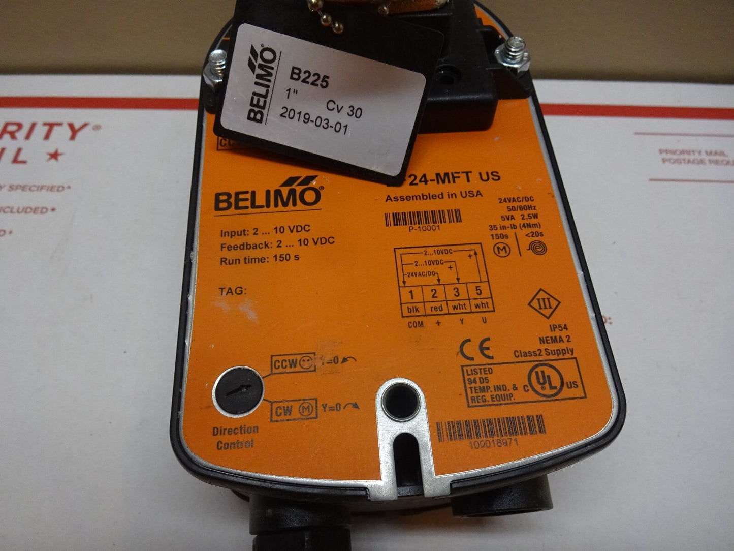 BELIMO B225 + LF24-MFT / ACTUATOR + VALVE / 24VAC/DC 50/60HZ 5VA 2.5W / NEW