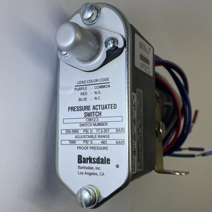 Barksdale C9612-3 Sealed Piston Pressure Switch 250-3000 PSI SPDT