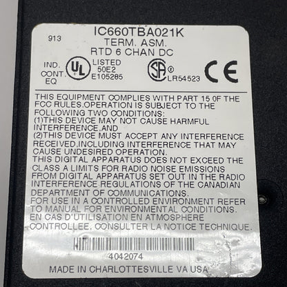 GE Fanuc IC660BBA021 Genius RTD Input Module IC660EBA021K + IC660TBA021K 24/48VD