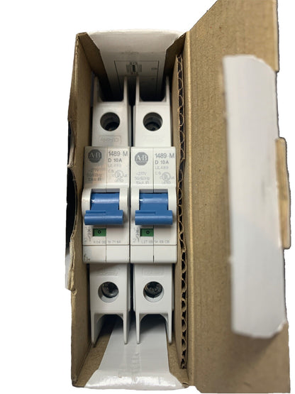 ALLEN BRADLEY 1489-M1D100 CIRCUIT BREAKER SER. D 10A 1489-M (2) 1 POLE BREAKERS